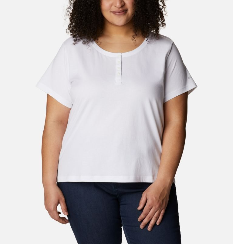 Columbia Sapphire Point Henley T-skjorte Dame Hvite | Plus Size 74893O